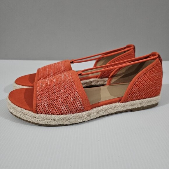 NEW Eileen Fisher Mews Espadrilles Sandal Open Toe Orange Knit Leather Size 9 - Picture 14 of 14